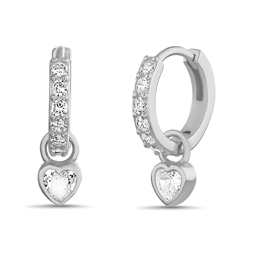 Par aros argollita con corazon colgante. Diametro interno aprox: 1 cm 