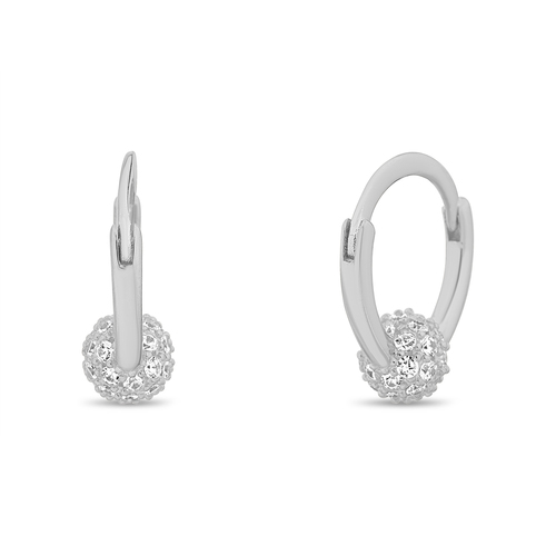 Par aros argollita con bolita pavee. Diamtero interno aprox : 1 cm