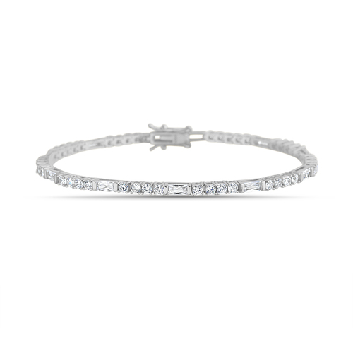 Pulsera tenis piedras baguettes y redondas.