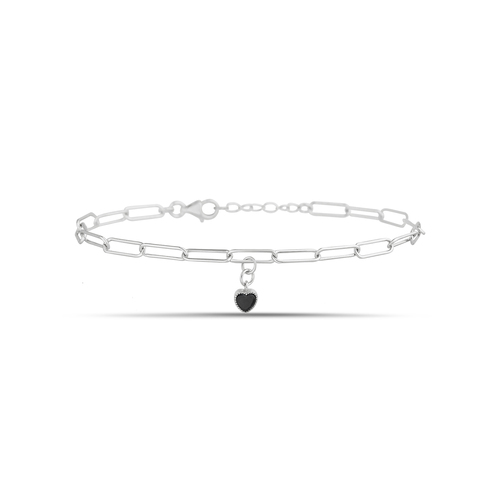 Pulsera eslabonada con corazon negro colgante