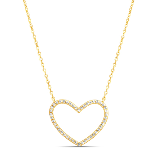 Conjunto corazon contorno con piedras, amarillo. Diametro del corazon aprox: 2,5 cm