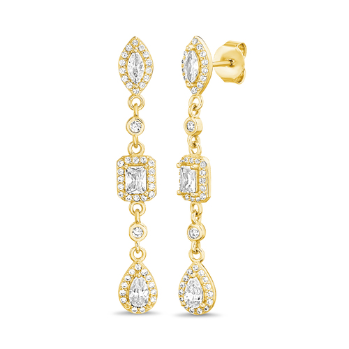 Par aros  largos con piedras 4 cm, amarillos 