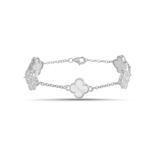 Pulsera 5 treboles, nacar , pavee , blanca.