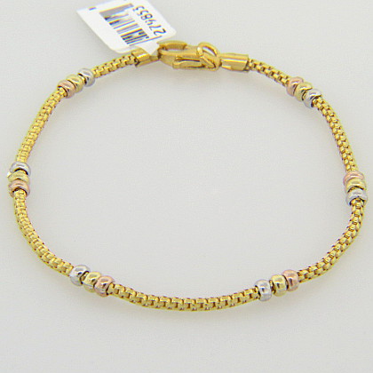 pulsera hilo amarillo con donas tricolor