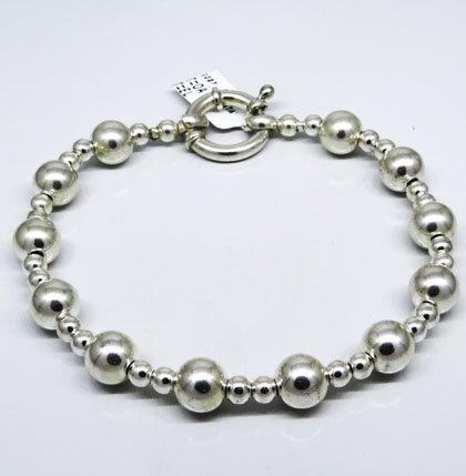 pulsera bolitas 4-8 mm intercaladas 2x1 cierre argollon