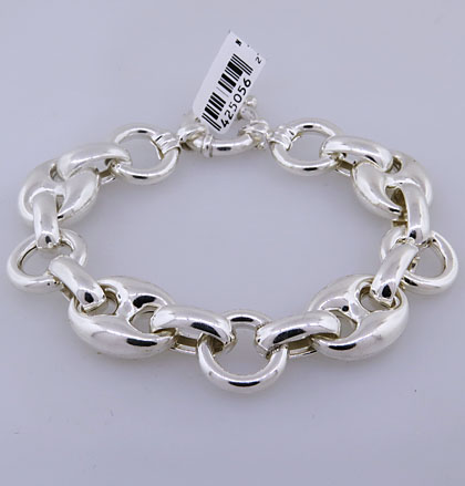 pulsera eslabones redondos y ovalados guchi , cierre marinero