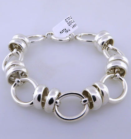 Pulsera eslabones ovalados y arandelas, cierre marinero
