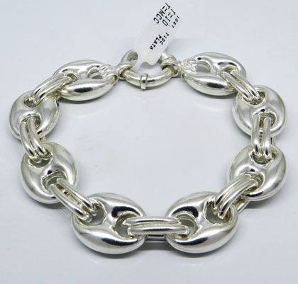 pulsera eslabones ovalados inflados, cierre marinero guchi