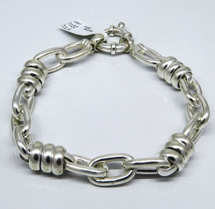 pulsera eslabones redondos y ovalados, cierre marinero
