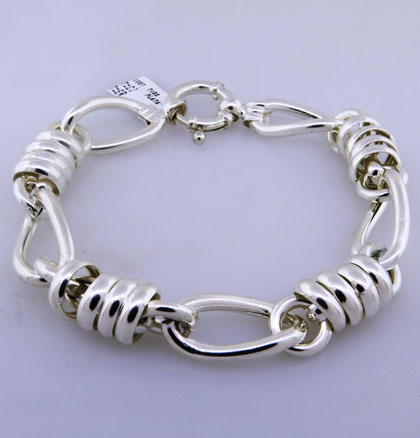 Pulsera eslabones retorcidos y arandelas, cierre marinero