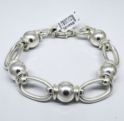 pulsera eslabones ovalados y bolitas cierre marinero