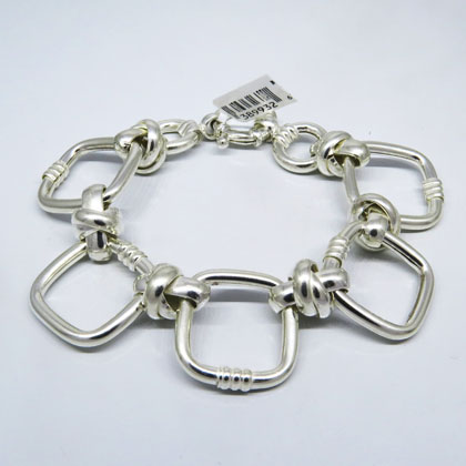 pulsera eslabones rombo y eslabones cruzados, cierre marinero