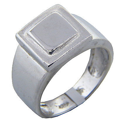 Anillo platabella rodinado cuadrado centro picado