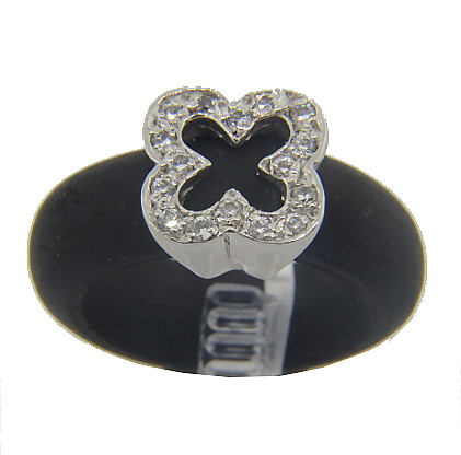 Anillo caucho flor con cubic grande, platabella