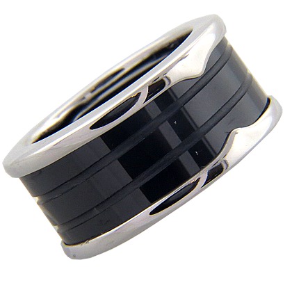 Anillo fuelle ceramica negra picos enfrentados