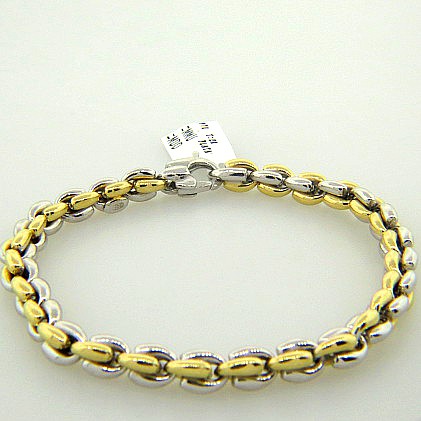 pulsera herradura eslabon chico, combinada amarilla y blanca