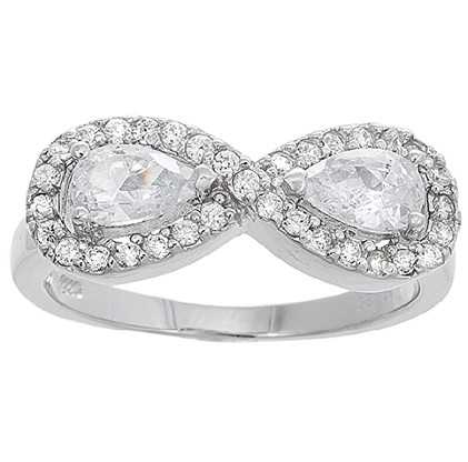 anillo infinito pave con centro piedra blanca
