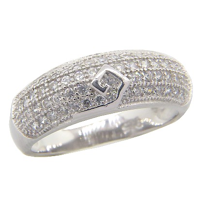 Anillo micro pave con aplique rombo mini