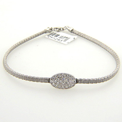 pulsera blanca hilos centro oval con piedras