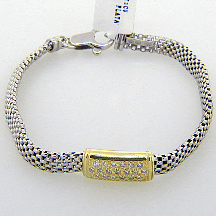 pulsera fope centro rectangular amarillo con piedras