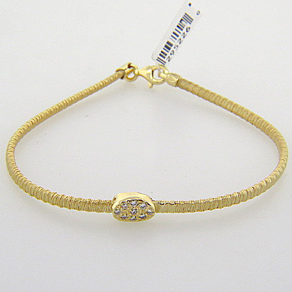 pulsera amarilla hilos centro oval con piedras