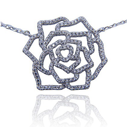 rosa conjunto con piedras blanco