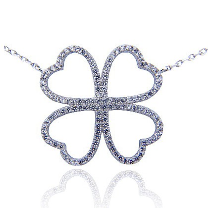 conjunto trebol grande con piedras blanco