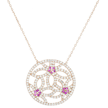 conjunto dije calado enchapado rosado flores con piedras