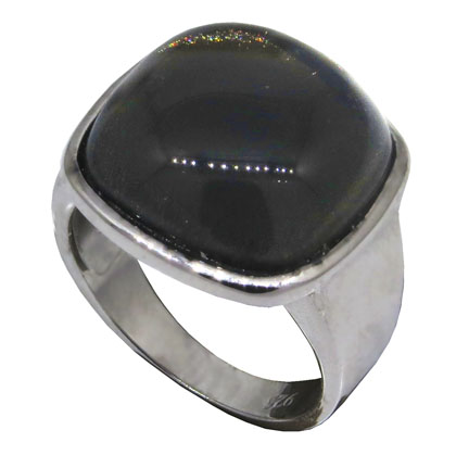 Anillo piedra bombe marron brillosa