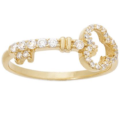 anillo llave con cubic enchapado amarillo fino