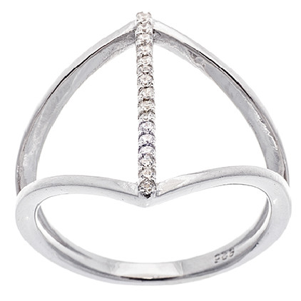 anillo plata abierto tira de piedras central