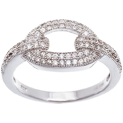 anillo ovalado con piedras calado blanco