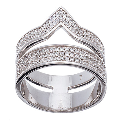 Anillo ancho doble con piedras