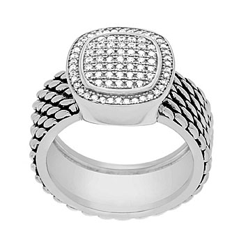anillo cuadrado pavee, con cuerpo tipo fope
