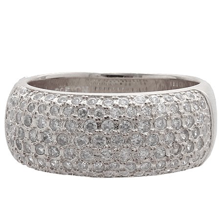 Anillo bombe pave 7 filas cuerpo parejo enchapado blanco