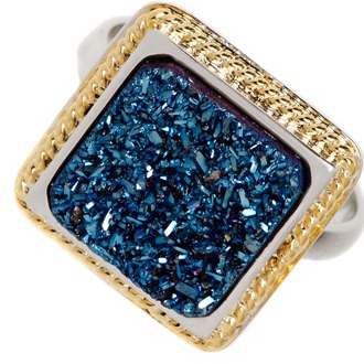 Anillo piedra rasposa azul cuadrado