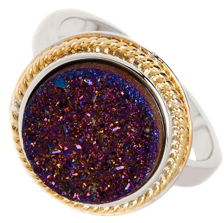 Anillo piedra rasposa bordo redonda