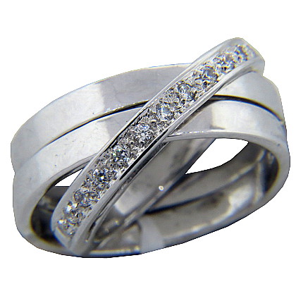 Anillo platabella triple alianza con brillantes