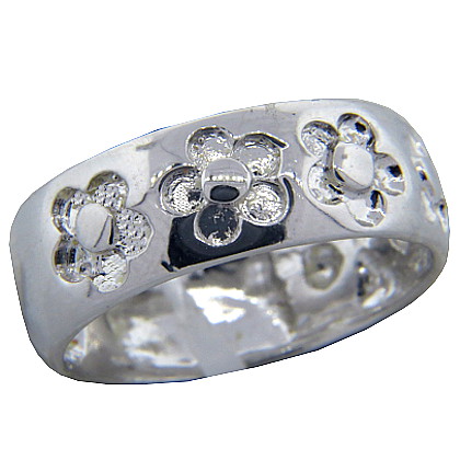 Anillo platabella cinta bombe con flor ancha