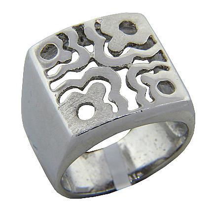 Anillo platabella 4 flores caladas rodinado
