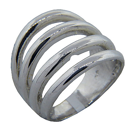 Anillo platabella rodinado cuatro alianzas