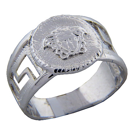 Anillo platabella sello medusa rodinado