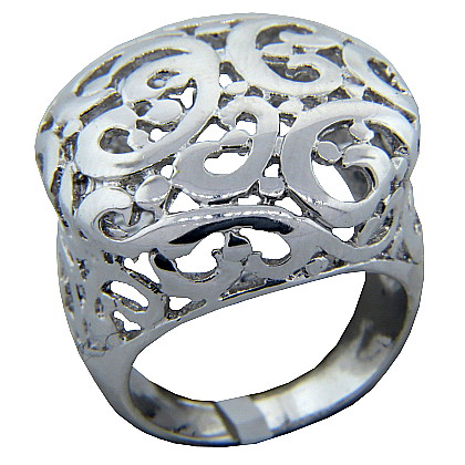 Anillo platabella sello redondo arabesco rodinado