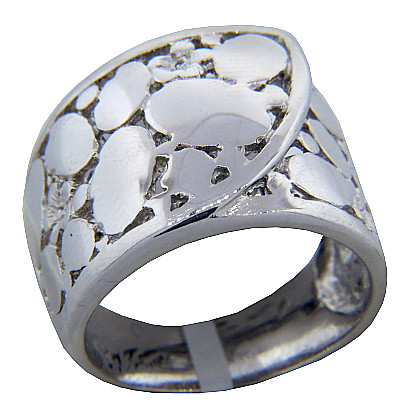 Anillo platabella rodinado rocoso piquito
