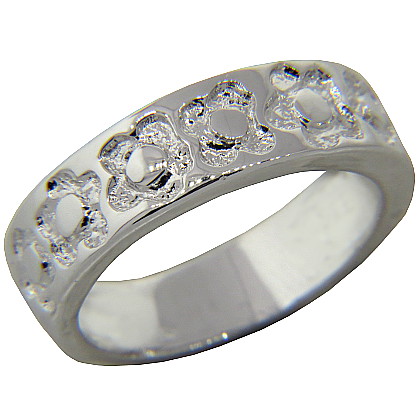Anillo cinta flores arenadas platabella