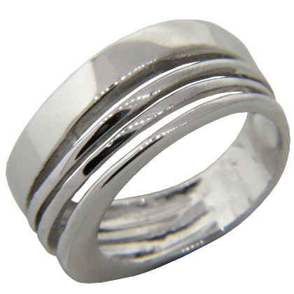 Anillo onda, una gruesa y tres finas platabella