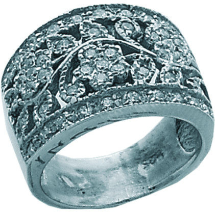 Anillo platabella con piedra filigrana con flores