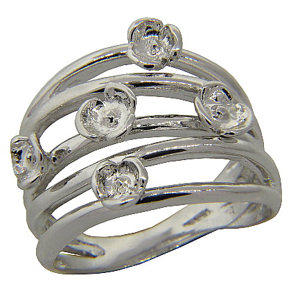 Anillo oriana 5 alianzas 5 flores platabella