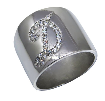 Anillo peter D cursiva, platabella