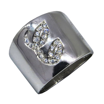 Anillo Peter C cursiva, platabella